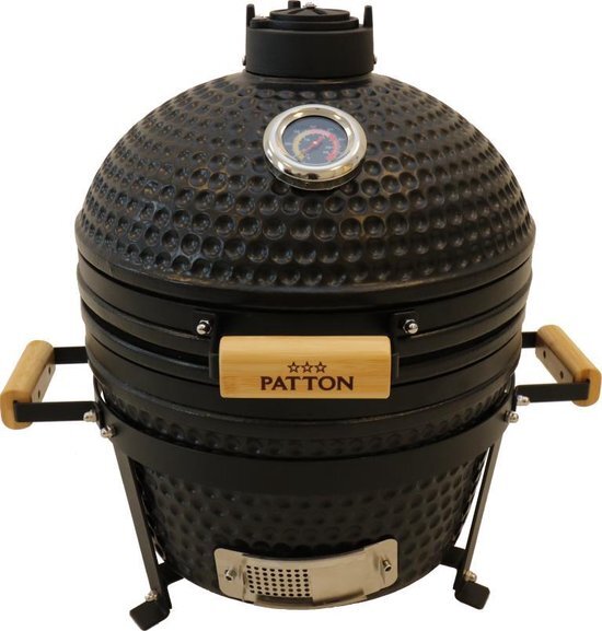 Patton Kamado Grill houtskool barbecue / mat zwart / Keramisch / rond