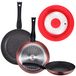Verpakking met 3 pannen Ø 20/24 en 28 cm + universeel deksel (16,18,20 cm), rood