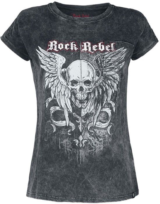 Rock Rebel by EMP Grijs shirt met lange mouwen en rock print - Dames - XL