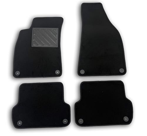 Vloermatten Audi Vloermatten voor Audi A4 B6 en B7 vanaf 2001 tot 2008, precies passend, antislip, hakbeschermers van versterkt rubber, bevestigingsknoppen