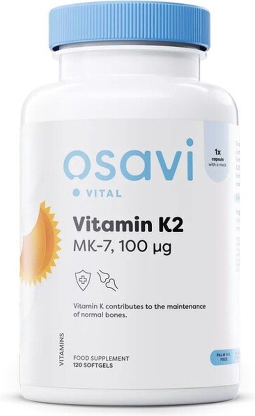 Osavi Vitamine K2 MK-7 100 μg – 120 Softgels – K2VITAL® – Menaquinon-7 in MCT Olie
