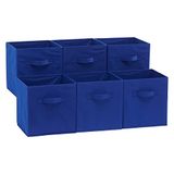 Amazon Basics Opbergkubus, opvouwbaar, stof, organizer, met handgrepen, set van 6, effen marineblauw, 26,6 x 26,6 x 27,9 cm
