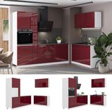 Vicco Keuken Fame-Line, Bordeauxrode hoogglans/Wit, 220 x 120 cm, WB Antraciet