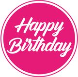 Bellatio Decorations Bierviltjes/onderzetters Happy Birthday - 30x stuks - fuchsia roze - D10 cm - Verjaardag versiering