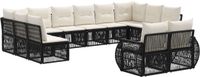 vidaXL Tuinbank - Set - 12 zitplekken - Zwart en Crèmewit - Polyrattan