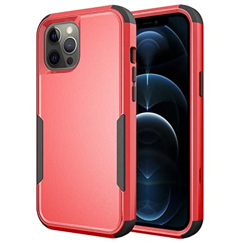 DRXVE Heavy Duty Armor Schokbestendig hoesje voor iPhone 11 12 Mini 13 Pro Max Xs XR X 8 7 6 6S Plus 3 lagen TPU PC beschermende achterkant, rood, zwart, voor iPhone X