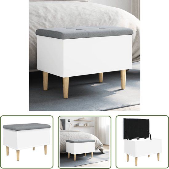 vidaXL Opbergbankje 62x42x46 cm bewerkt hout wit