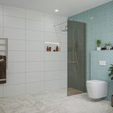 FortiFura Galeria inloopdouche - 70x200cm - rookglas - wandarm - PVD - geborsteld RVS