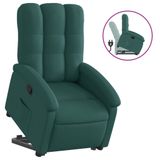 VidaXL Fauteuil releveur tissu vert foncé
