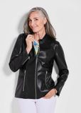 Goldner Motorjack Lederlook jasje met zilveren ritsen