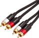 Amazon Basics 2 RCA-audiokabel voor versterker, actieve luidsprekers of subwoofer met vergulde stekkers, 2,4 meter, zwart
