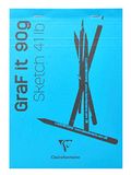 Clairefontaine 96681C - Geniet Blok GraF'it - 80 Vellen Effen Schetspapier - Uitscheurbare Vellen - A4 21x29,7 cm 90g - Hemelsblauwe Kaft - Pak van 5 Blokken