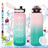 Vikaster Grote drinkfles, 1500 ml, BPA-vrij, lekvrij, geschikt voor koolzuurhoudende dranken, waterfles sport voor fiets, fitness, outdoor