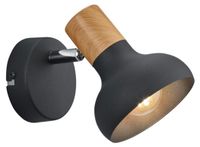 Latika Lampe murale Spot mural - Noir mat avec aspect bois - E14 - 10 cm