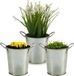 Arte r Plantenpot/bloempot emmer - 3x - zink - zilver - D12 x H16 cm