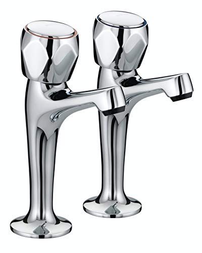Bristan Club High Neck Chrome Pillar Taps with Metal Heads - VAC HNK C MT