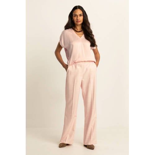 Expresso Wide Leg High Waist Broek Lichtroze