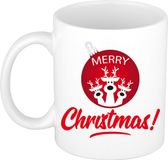 Bellatio Decorations Koffiemok - Rendieren - 300 ml - keramiek