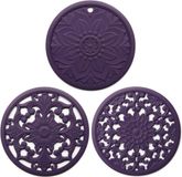Sous-verres en silicone - Tapis résistant à la chaleur - Protège-cuisine - Motif antidérapant - Lot de 3 - Bleu