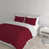 Italian Bed Linen Natuurlijke kleur Dekbedovertrek Set met Doubleface Effen Kleur Tas Sheet en Kussensloop, 100% Katoen, Bordeaux/Lichtgrijs, dubbele