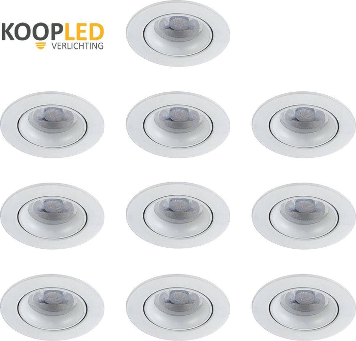 Blinq88 10 Stuks Carme Inbouwspot LED - Inbouwspots badkamer - Inbouw armatuur Carme - Kantelbaar - Ronde plafondspots(Ø68 mm) - Wit + GU10 Fitting