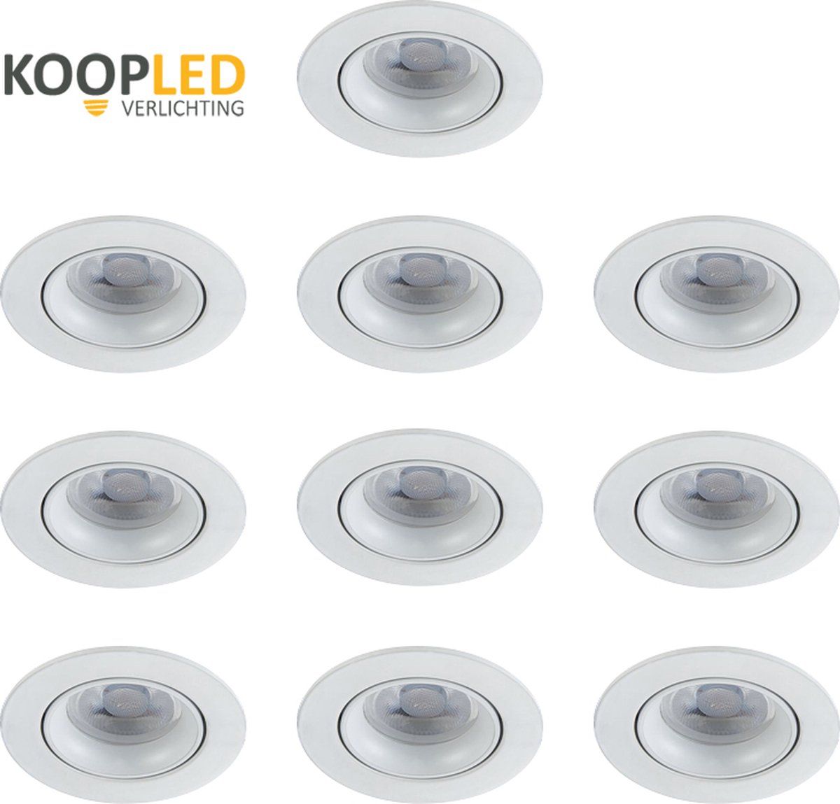 Blinq88 Carme Inbouwspot LED - Set van 10 - Wit - Kantelbaar - Ø68mm - GU10 Fitting
