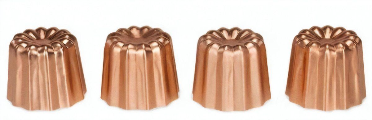Patisse Canelé Vormen - 4,5 cm - Staal/Koper - 4 delig