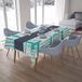 Bonamaison Tafelkleed, Anti-Mold, Sneldrogend, Waterdicht, 100% Polyester Tafellaken, Turkoois, wit, 140 x 200 Cm