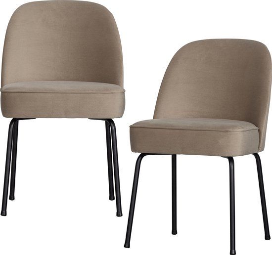 WOOOD Vogue Eetkamerstoelen - Fluweel - Khaki - Set van 2