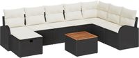 vidaXL Tuinbank Set 9-delig Zwart Polyrattan