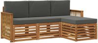vidaXL Acacia Hout Bank Loungeset 4 Zitplekken Natuurlijk en Antraciet
