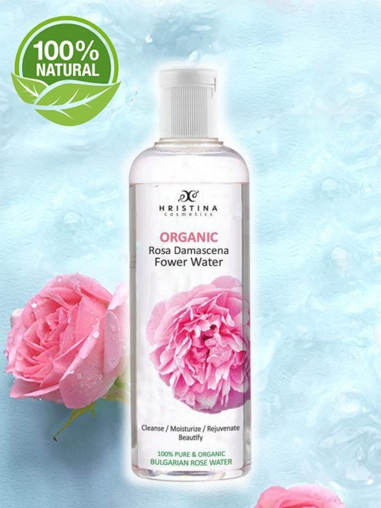 Hristina Organic Roos Water 200 ml Rosa Damascena Flower Water 100% Natuurlijk & Gecertificeerd