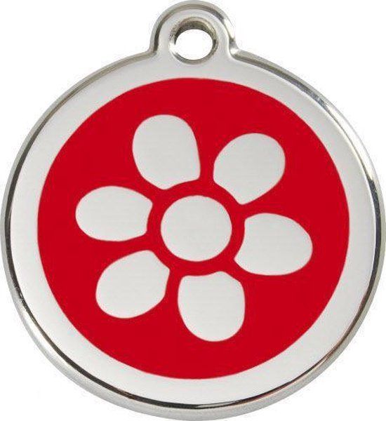 Red Dingo Hondenpenning 38 mm bloem rood