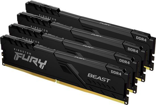 Kingston Technology FURY Beast 64GB 3600MT/s DDR4 CL18 DIMM (Kit van 4) Black