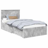 vidaXL Bedframe met lade Betongrijs 100 x 200 cm Bewerkt hout
