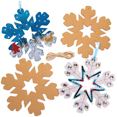 Baker Ross Glitter 3D Sneeuwvlokken Krans - 10 stuks - Kerstknutselset