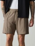 Next Heren Jersey-short met plooitjes en structuur - Lichtbruin