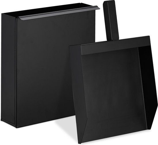 Relaxdays Asschep met kolenemmer - 3 liter - haardset - voor bbq - open haard - staal