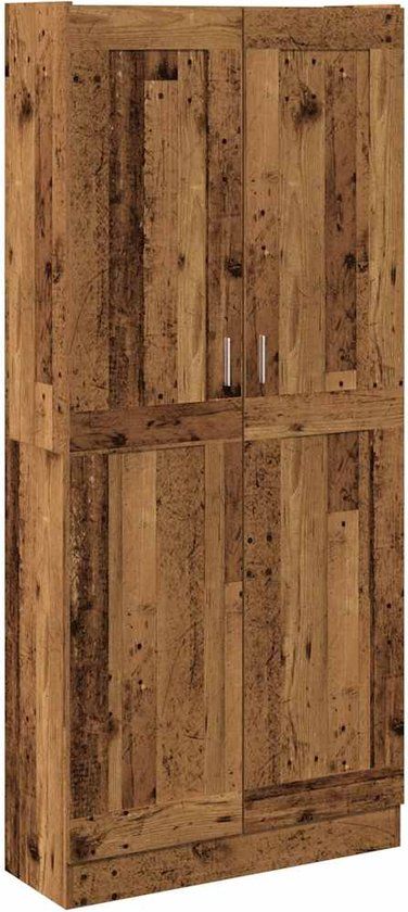 vidaXL Hoge kast 82,5x30,5x185 cm bewerkt hout oud houtkleurig