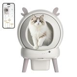 Garvee Zelfreinigende kattenbakvulling, 65 l, met veiligheidssensoren en app-bediening, groot, gesloten, automatische kattenbak, toilet voor meerdere katten, met afvalzakken