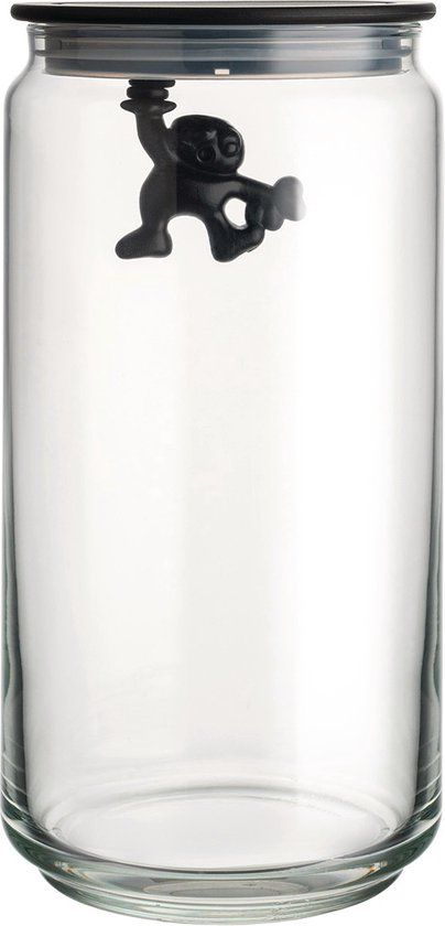 Alessi Gianni - Glazen pot met deksel 20 cm - Zwart