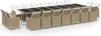 vidaXL 19-delige Tuinset met Kussens Poly Rattan Beige