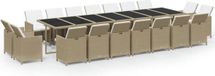 vidaXL 19-delige Tuinset met Kussens Poly Rattan Beige