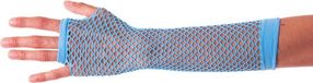 Atosa Carnaval verkleed handschoenen - visnet stof - turquoise blauw - vingerloos - dames - elastiek