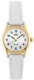 Casio Dameshorloge LTP-1094Q - Goudkleurig Roestvrij Staal - Witte Leren Band - WR30