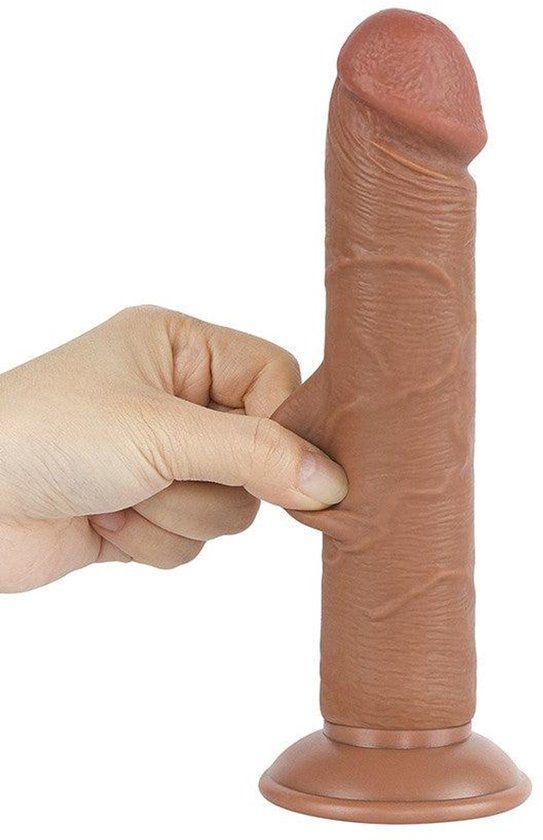 LoveToy - Sliding Skin Dildo 20 cm (Ø 3,8 cm) - Bruin