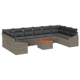 vidaXL Tuinbank Set 11-delig Grijs Polyrotan