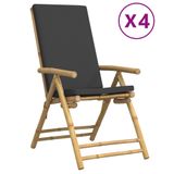 vidaXL Tuinstoel Terras Gecapitonneerde zitting Bamboo Grijs (6 stuks)