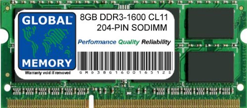 GLOBAL MEMORY 8GB DDR3 1600MHz PC3-12800 204-PIN SODIMM GEHEUGEN RAM VOOR INTEL MAC MINI (LAAT 2012) & MAC MINI SERVER (LAAT 2012)