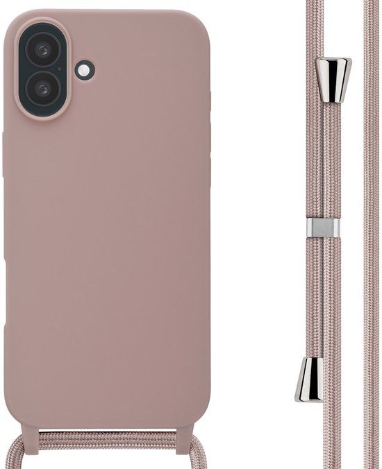 imoshion Siliconen hoesje met koord voor de Apple iPhone 16 Plus - Sand Pink